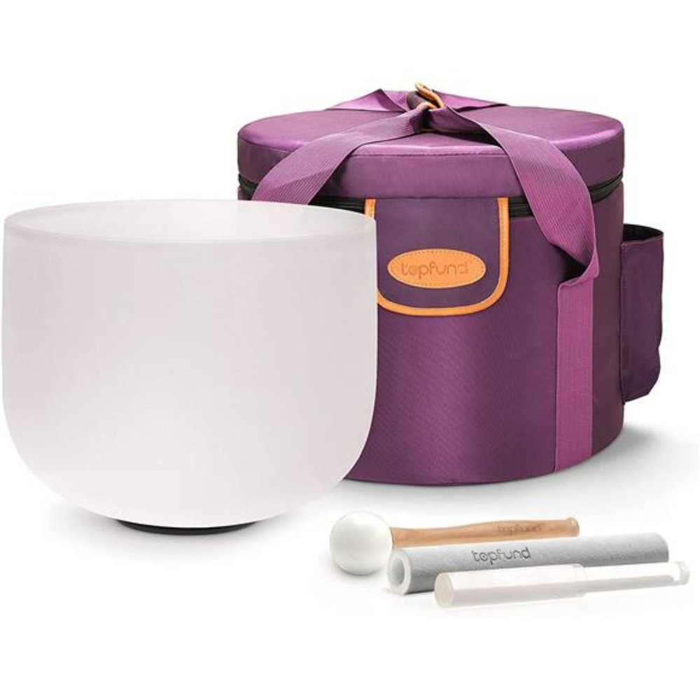 TOPFUND C Note Crystal Singing Bowl Root Chakra 8 inch with Singing Bowl Mallets